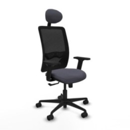 Zulema sincro malla negra bali gris oscuro brazos 2D base nailon cabecero fijo ruedas 65mm nailon