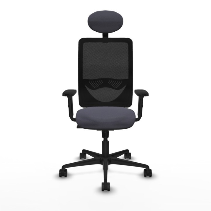 Zulema sincro malla negra bali gris oscuro brazos 2D base nailon cabecero fijo ruedas 65mm nailon