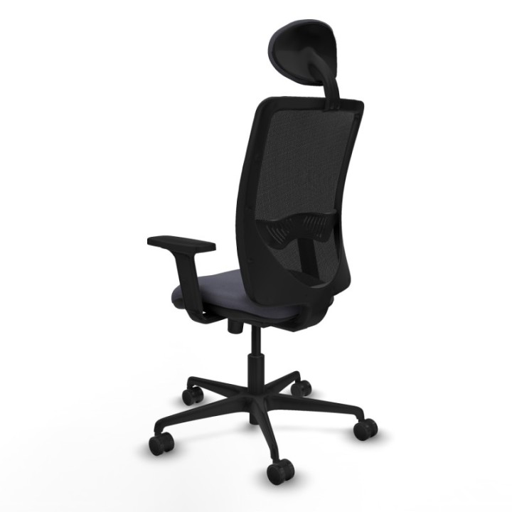 Zulema sincro malla negra bali gris oscuro brazos 2D base nailon cabecero fijo ruedas 65mm nailon