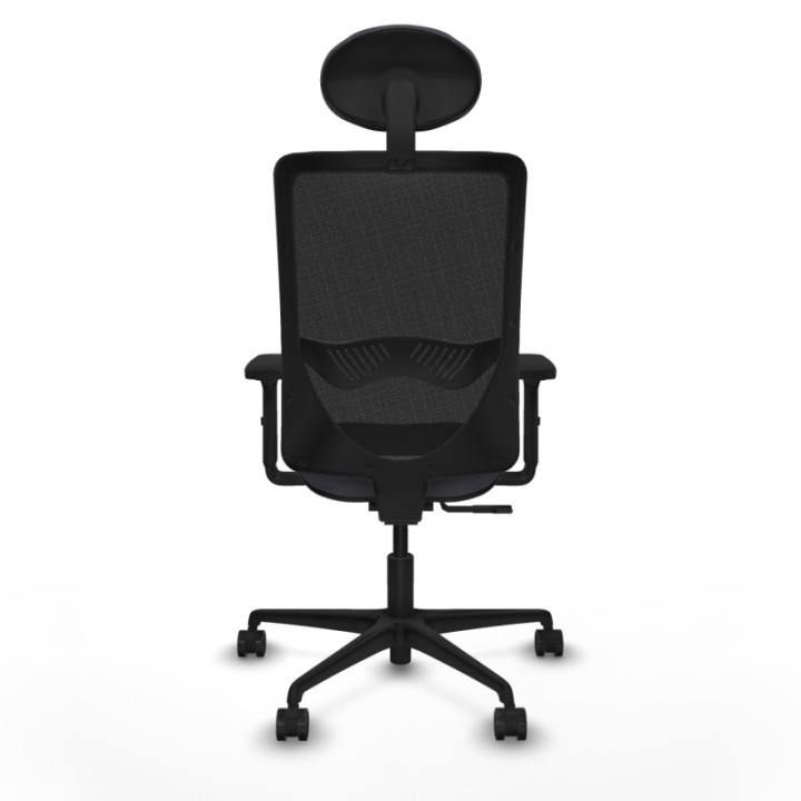 Zulema sincro malla negra bali gris oscuro brazos 2D base nailon cabecero fijo ruedas 65mm nailon