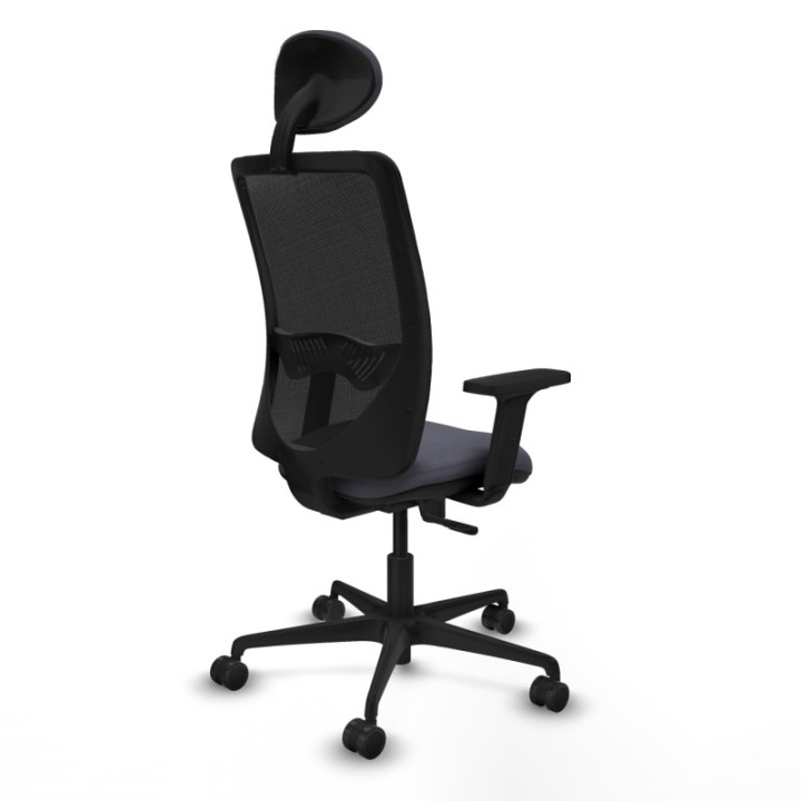 Zulema sincro malla negra bali gris oscuro brazos 2D base nailon cabecero fijo ruedas 65mm nailon