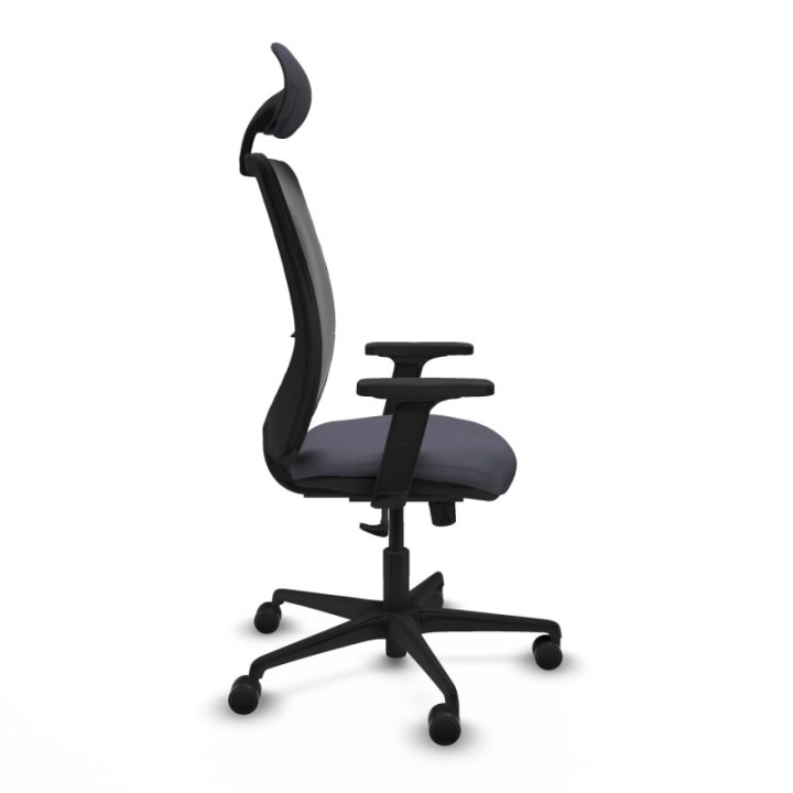 Zulema sincro malla negra bali gris oscuro brazos 2D base nailon cabecero fijo ruedas 65mm nailon