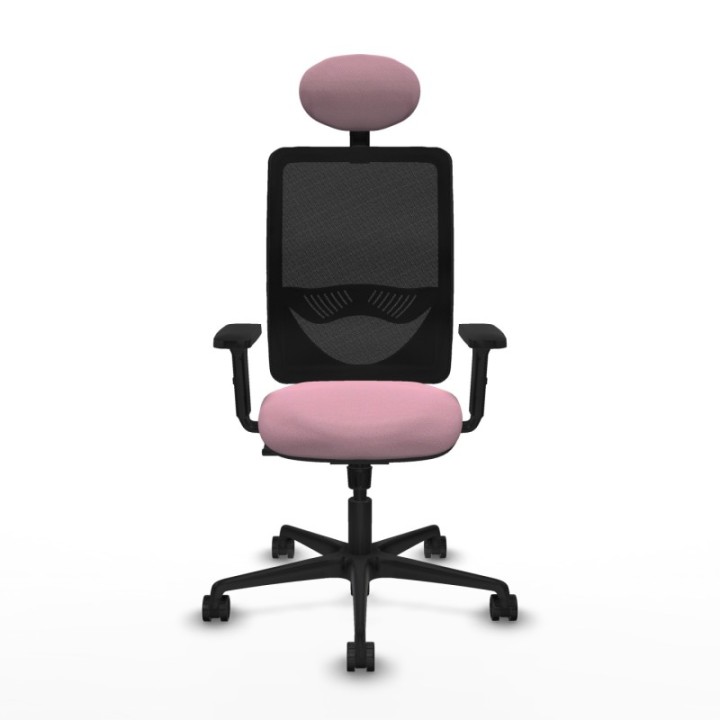 Zulema sincro malla negra bali rosa brazos 2D base nailon cabecero fijo ruedas 65mm nailon