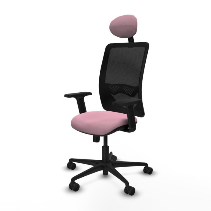 Zulema sincro malla negra bali rosa brazos 2D base nailon cabecero fijo ruedas 65mm nailon