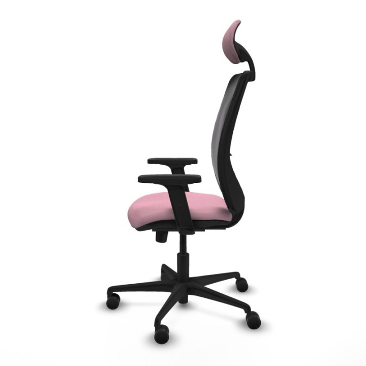 Zulema sincro malla negra bali rosa brazos 2D base nailon cabecero fijo ruedas 65mm nailon