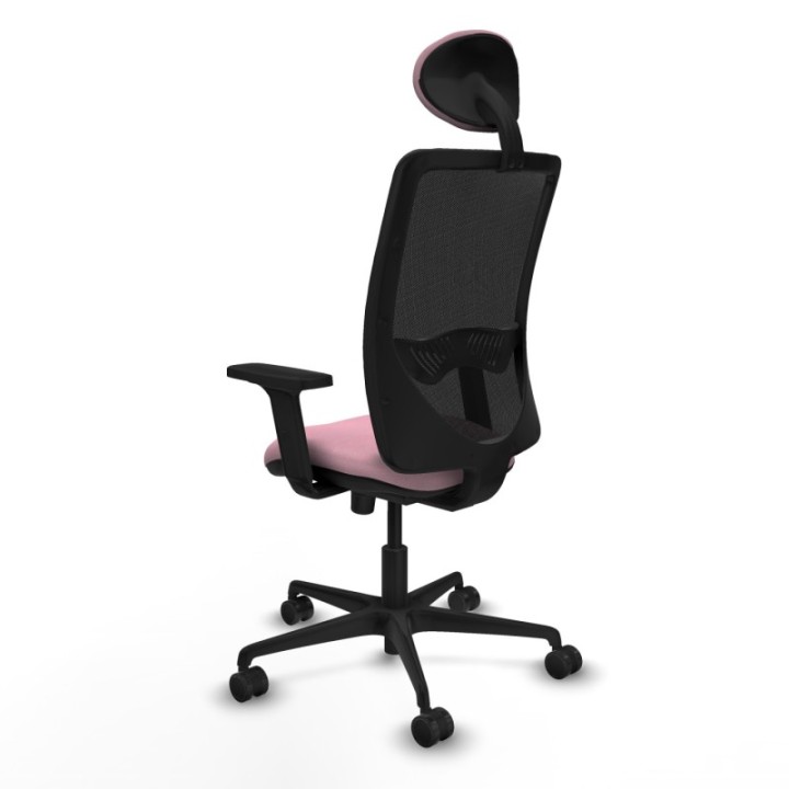 Zulema sincro malla negra bali rosa brazos 2D base nailon cabecero fijo ruedas 65mm nailon