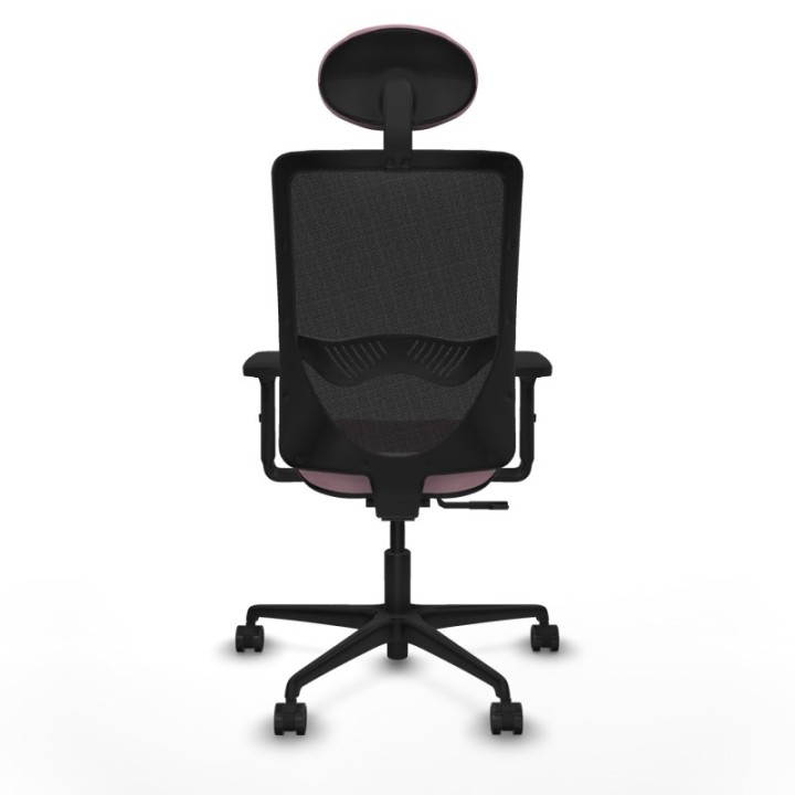 Zulema sincro malla negra bali rosa brazos 2D base nailon cabecero fijo ruedas 65mm nailon