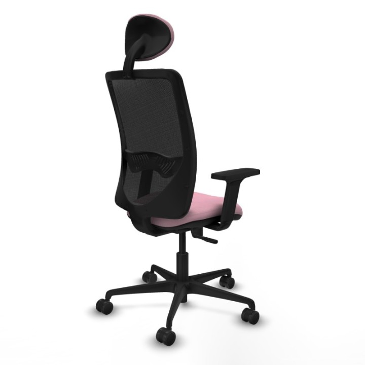 Zulema sincro malla negra bali rosa brazos 2D base nailon cabecero fijo ruedas 65mm nailon