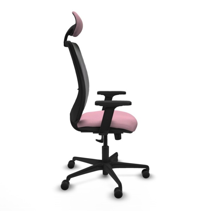 Zulema sincro malla negra bali rosa brazos 2D base nailon cabecero fijo ruedas 65mm nailon