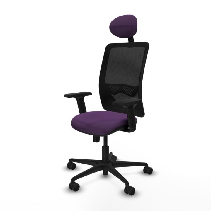 Zulema sincro malla negra bali morado brazos 2D base nailon cabecero fijo ruedas 65mm nailon