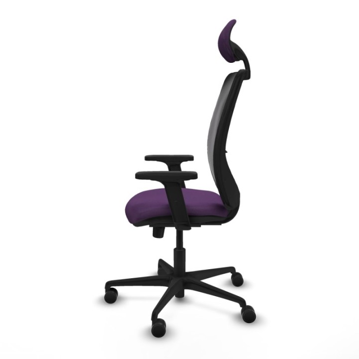 Zulema sincro malla negra bali morado brazos 2D base nailon cabecero fijo ruedas 65mm nailon