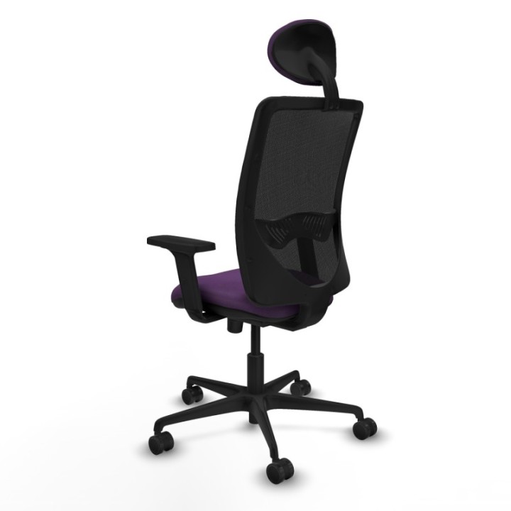 Zulema sincro malla negra bali morado brazos 2D base nailon cabecero fijo ruedas 65mm nailon