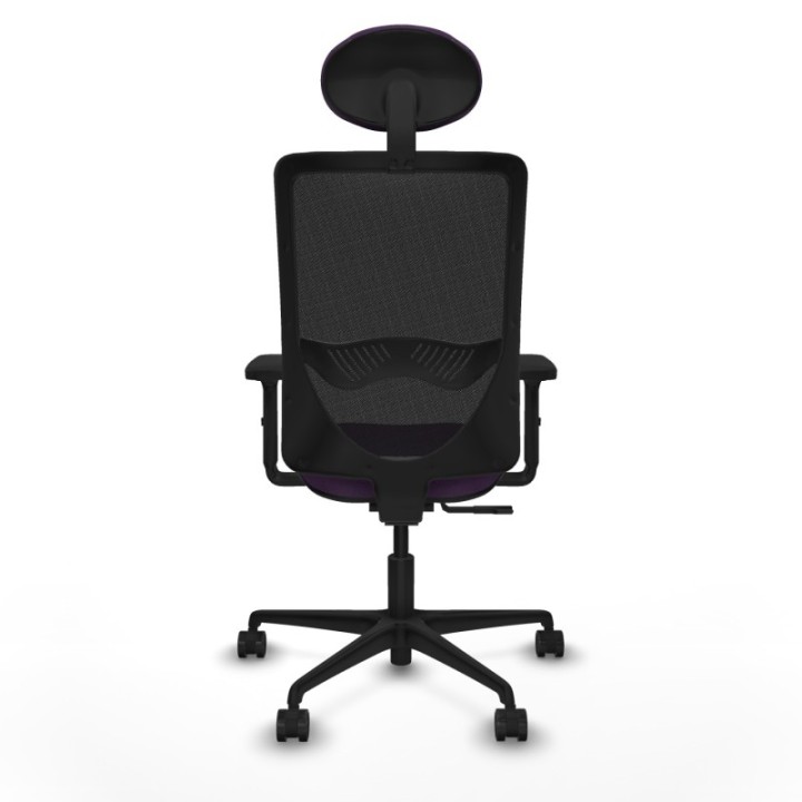 Zulema sincro malla negra bali morado brazos 2D base nailon cabecero fijo ruedas 65mm nailon