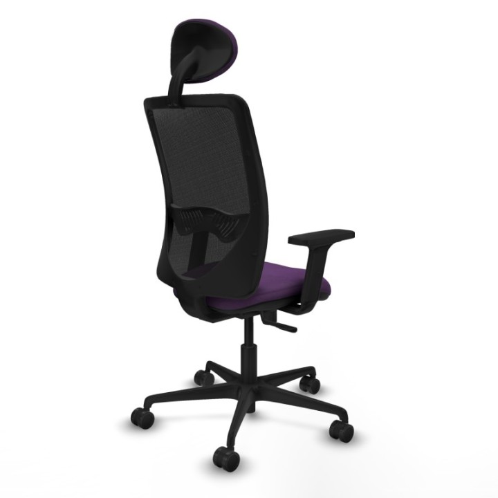 Zulema sincro malla negra bali morado brazos 2D base nailon cabecero fijo ruedas 65mm nailon