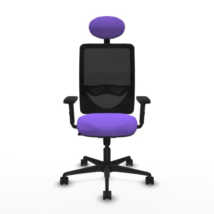 Zulema sincro malla negra bali lila brazos 2D base nailon cabecero fijo ruedas 65mm nailon