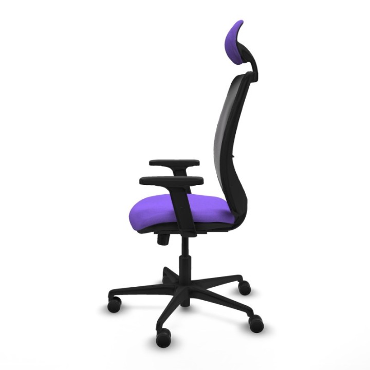 Zulema sincro malla negra bali lila brazos 2D base nailon cabecero fijo ruedas 65mm nailon