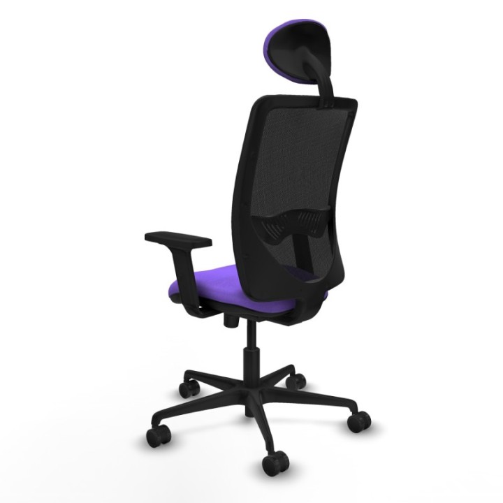 Zulema sincro malla negra bali lila brazos 2D base nailon cabecero fijo ruedas 65mm nailon