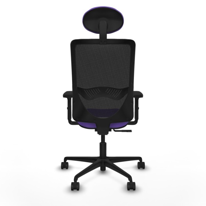 Zulema sincro malla negra bali lila brazos 2D base nailon cabecero fijo ruedas 65mm nailon