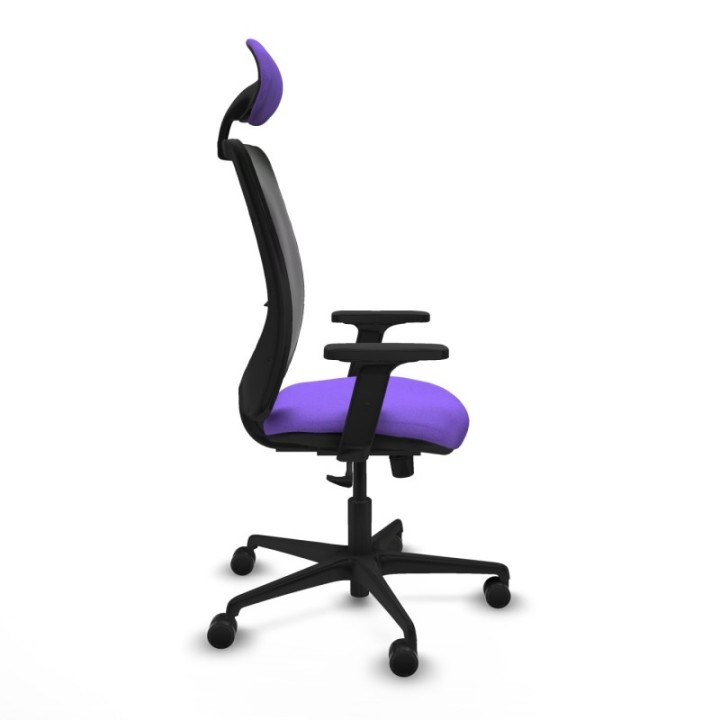 Zulema sincro malla negra bali lila brazos 2D base nailon cabecero fijo ruedas 65mm nailon