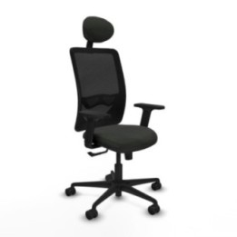 Zulema sincro malla negra bali negro brazos 2D base nailon cabecero fijo ruedas 65mm nailon