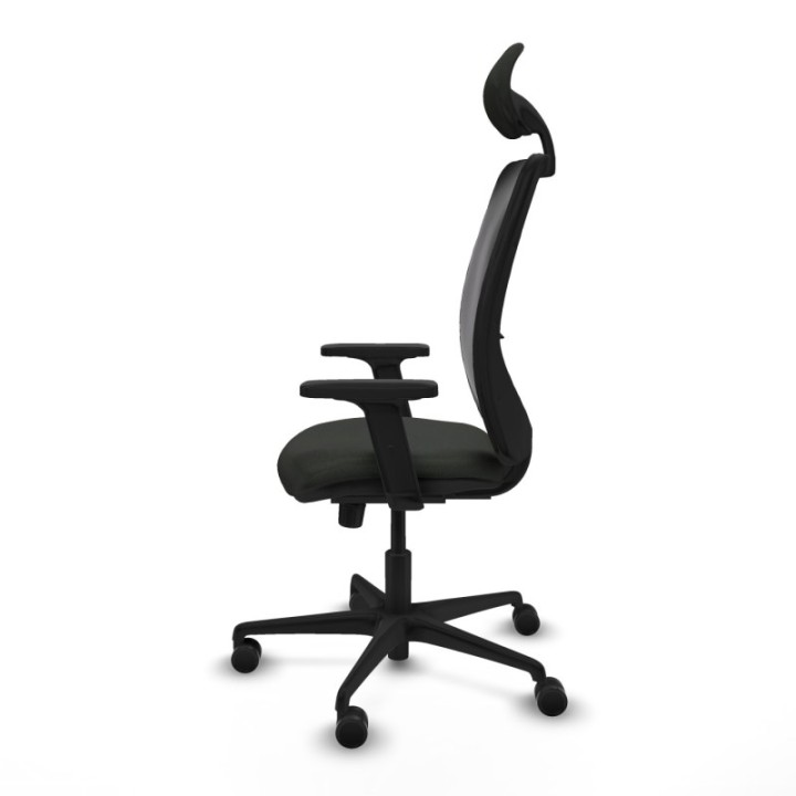 Zulema sincro malla negra bali negro brazos 2D base nailon cabecero fijo ruedas 65mm nailon