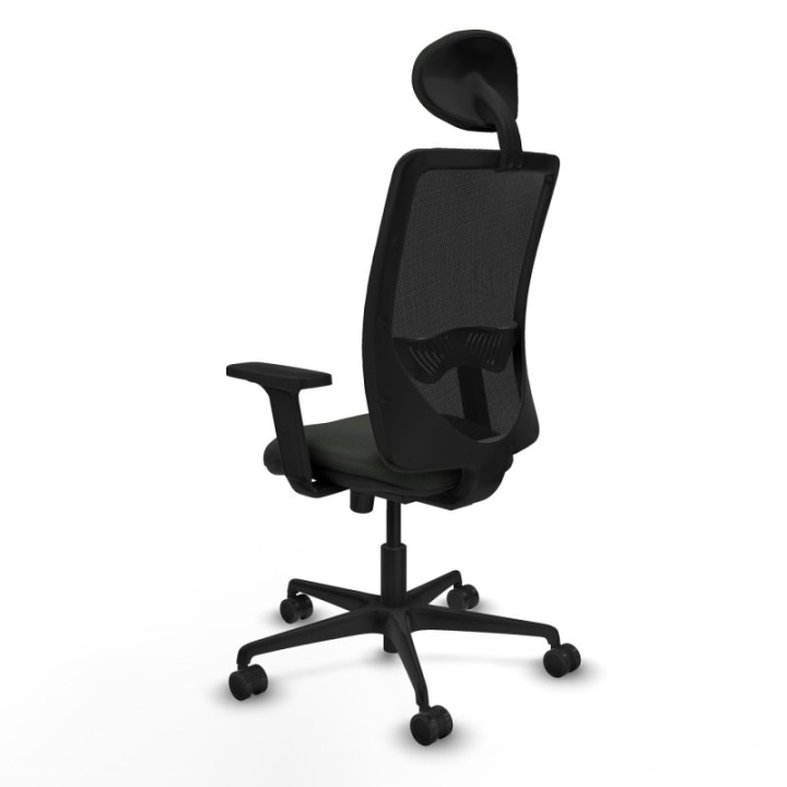 Zulema sincro malla negra bali negro brazos 2D base nailon cabecero fijo ruedas 65mm nailon