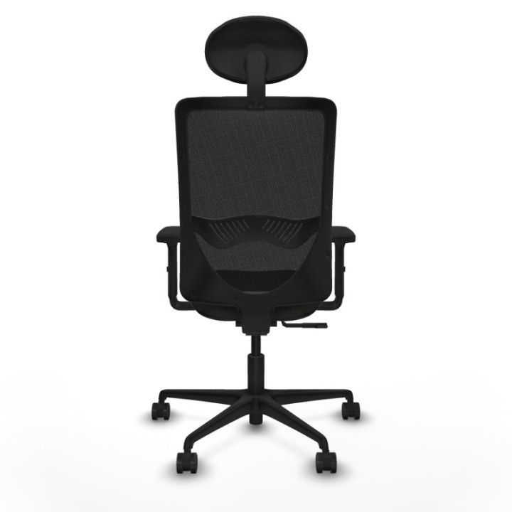 Zulema sincro malla negra bali negro brazos 2D base nailon cabecero fijo ruedas 65mm nailon