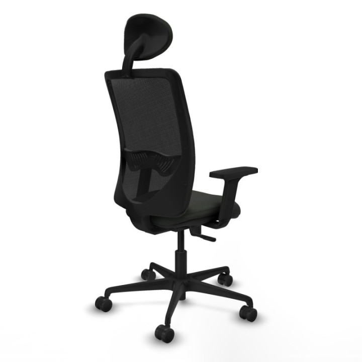 Zulema sincro malla negra bali negro brazos 2D base nailon cabecero fijo ruedas 65mm nailon