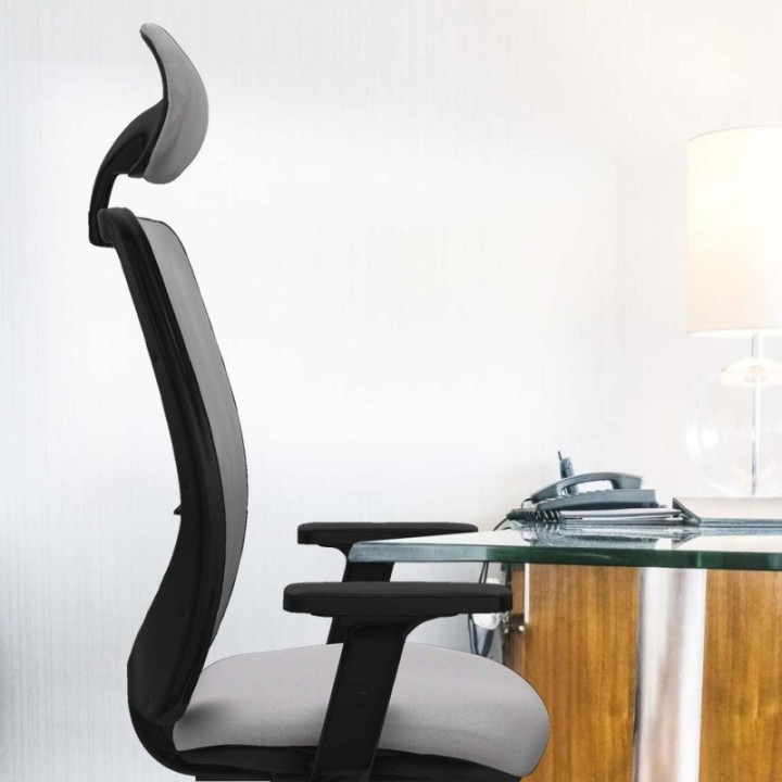 Zulema sincro malla negra bali negro brazos 2D base nailon cabecero fijo ruedas 65mm nailon