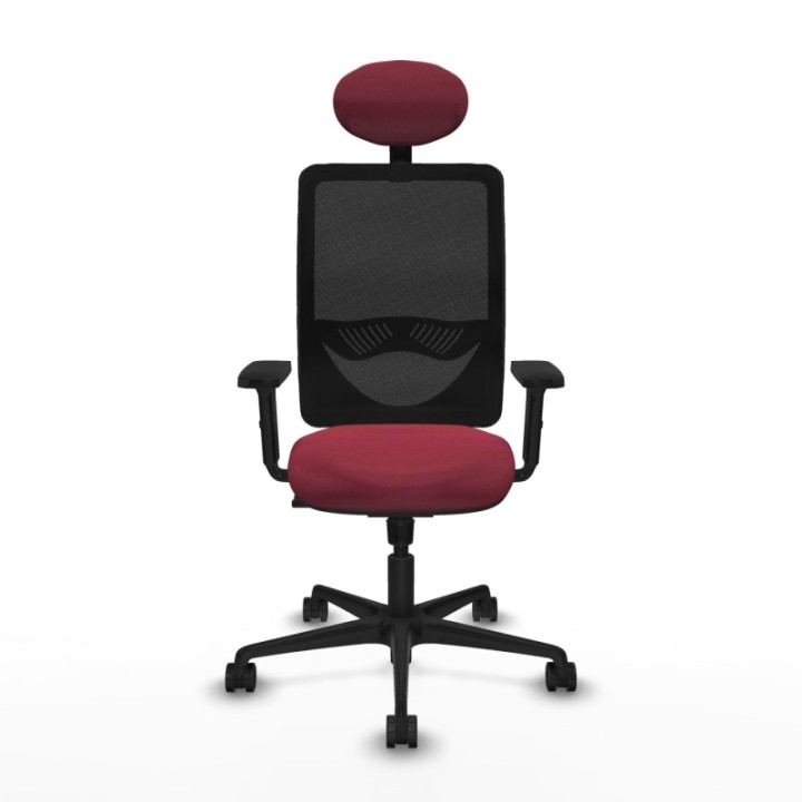 Zulema sincro malla negra bali granate brazos 2D base nailon cabecero fijo ruedas 65mm nailon