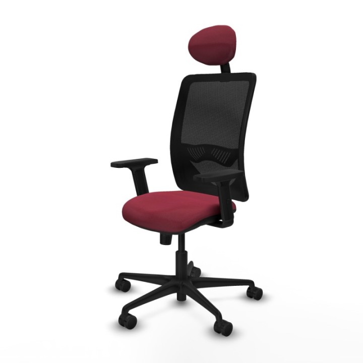 Zulema sincro malla negra bali granate brazos 2D base nailon cabecero fijo ruedas 65mm nailon