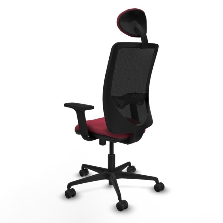 Zulema sincro malla negra bali granate brazos 2D base nailon cabecero fijo ruedas 65mm nailon