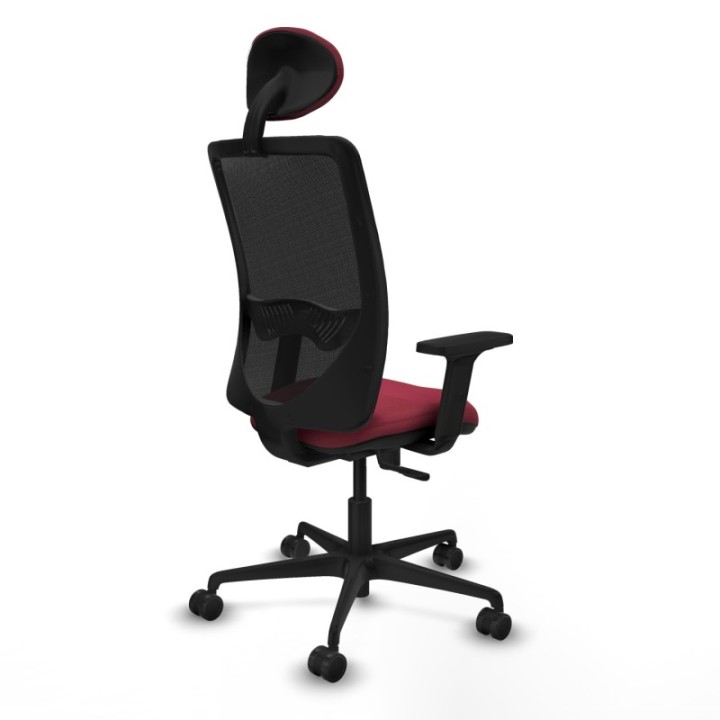 Zulema sincro malla negra bali granate brazos 2D base nailon cabecero fijo ruedas 65mm nailon