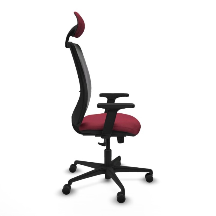 Zulema sincro malla negra bali granate brazos 2D base nailon cabecero fijo ruedas 65mm nailon