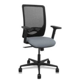 Silla Zulema sincro malla negra asiento bali gris brazos 2D ruedas 65mm