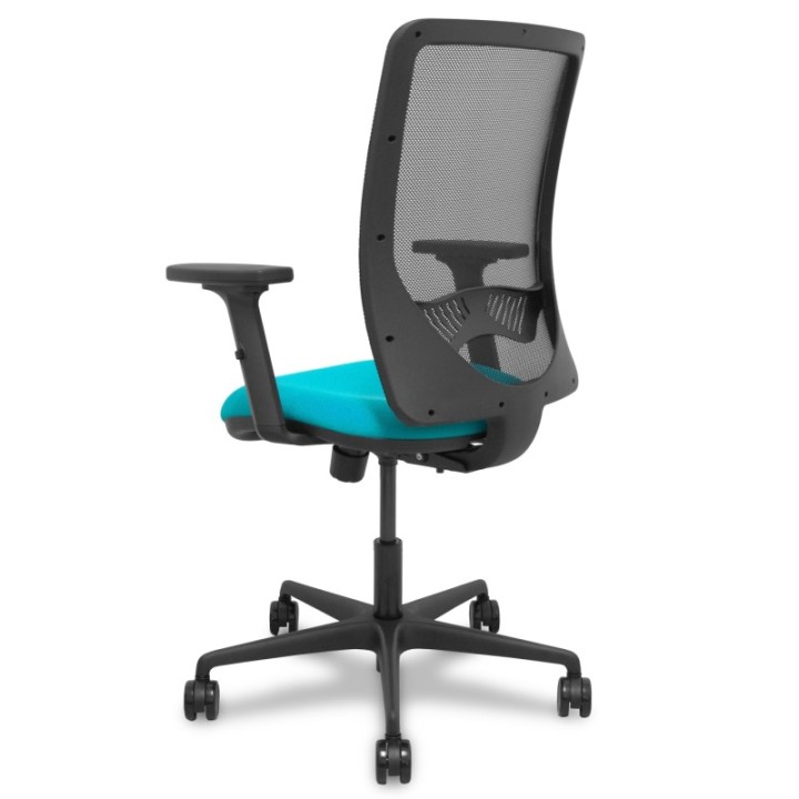 Silla Zulema sincro malla negra asiento bali turquesa brazos 2D ruedas 65mm