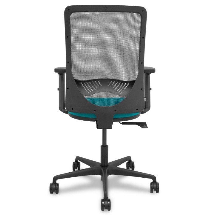 Silla Zulema sincro malla negra asiento bali turquesa brazos 2D ruedas 65mm