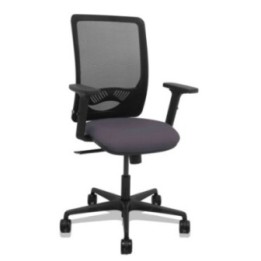 Silla Zulema sincro malla negra asiento bali gris oscuro brazos 2D ruedas 65mm