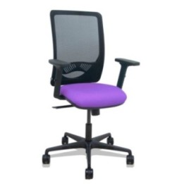 Silla Zulema sincro malla negra asiento bali lila brazos 2D ruedas 65mm