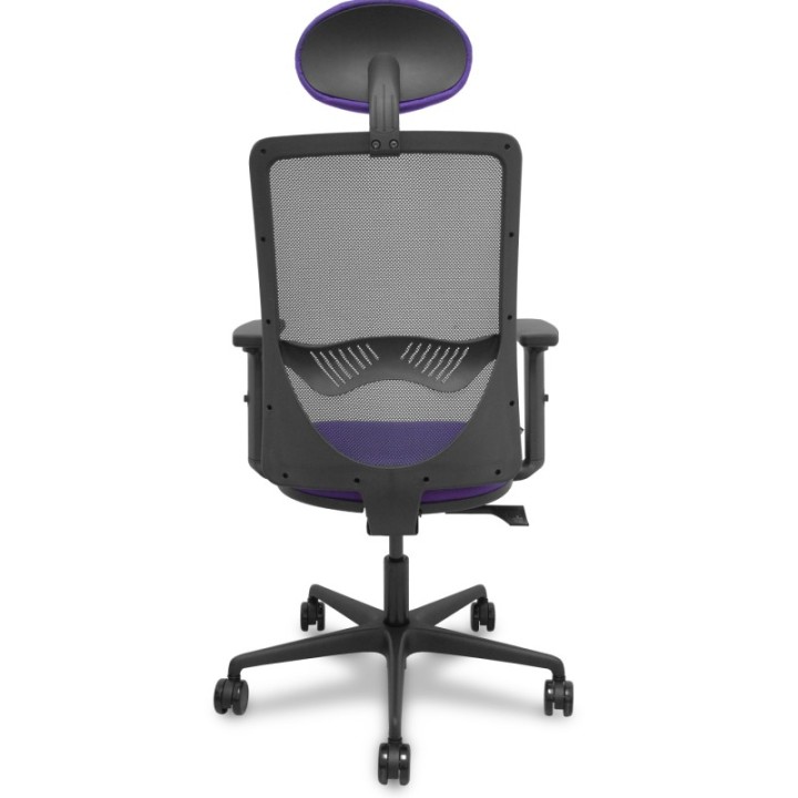 Silla Zulema sincro malla negra asiento bali lila brazos 2D ruedas 65mm cabecero