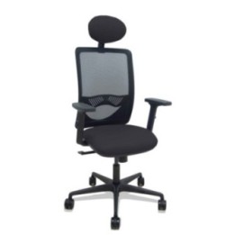 Silla Zulema sincro malla negra asiento bali negro brazos 2D ruedas 65 cabecero
