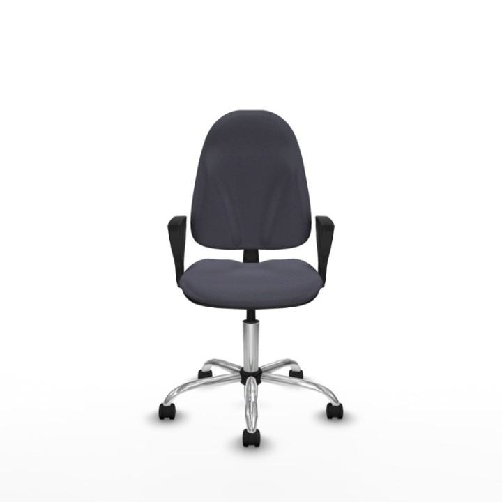 Algarra CP bali gris oscuro brazos fijos base cromada ruedas nailon 50mm