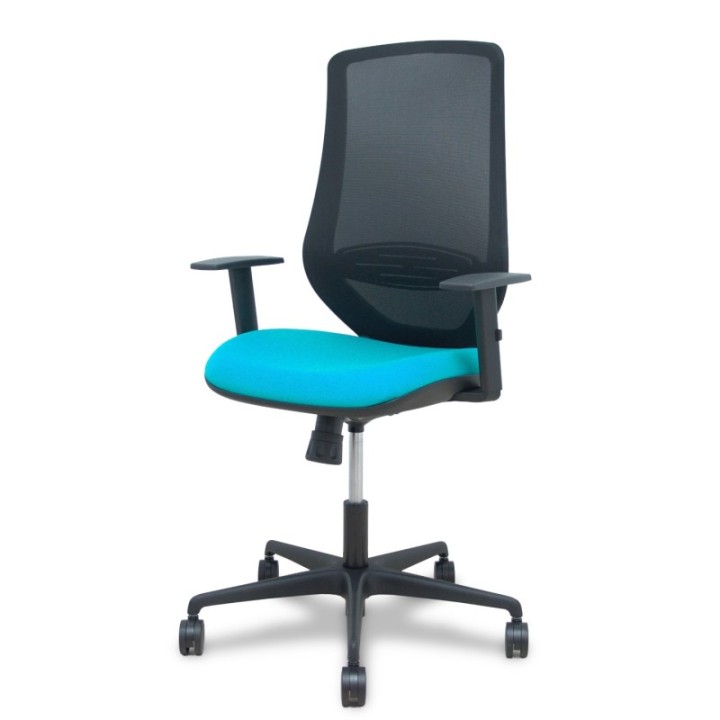 Silla Mardos sincro malla negra bali turquesa brazo regulable