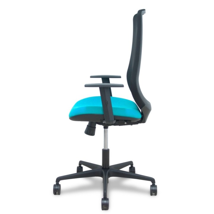 Silla Mardos sincro malla negra bali turquesa brazo regulable