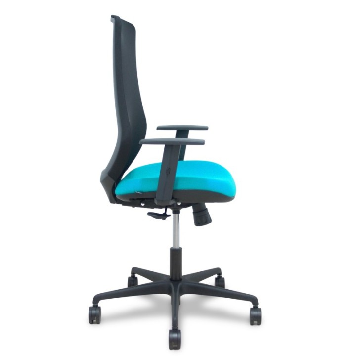 Silla Mardos sincro malla negra bali turquesa brazo regulable