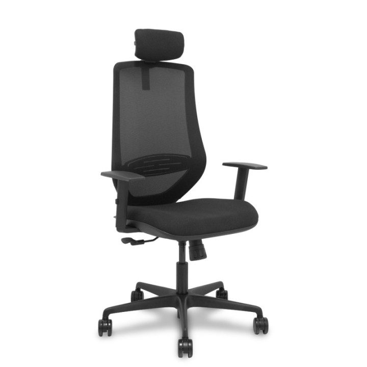 Silla Mardos sincro malla negra bali negro brazo regulable cabecero regulable