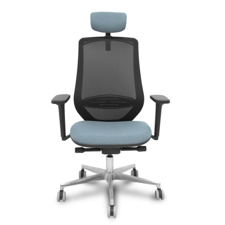 Silla Mardos traslack malla negra bali gris brazo 3D cabecero perchero base alum ruedas engomadas