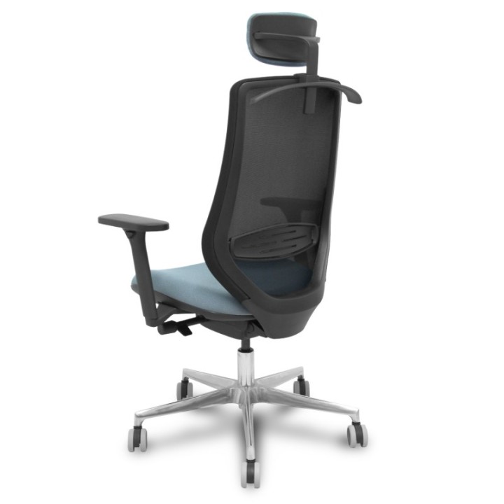 Silla Mardos traslack malla negra bali gris brazo 3D cabecero perchero base alum ruedas engomadas