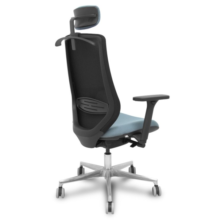 Silla Mardos traslack malla negra bali gris brazo 3D cabecero perchero base alum ruedas engomadas