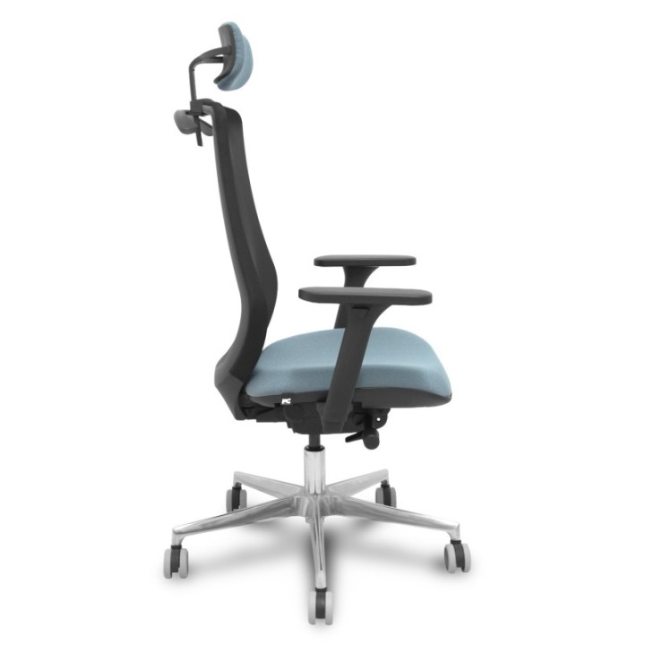 Silla Mardos traslack malla negra bali gris brazo 3D cabecero perchero base alum ruedas engomadas